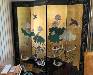 vintage painted room divider / screen