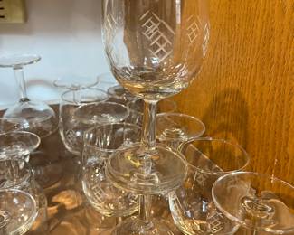 Nice set of vintage 1950s stemware - Javit etched glass 