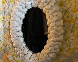 vintag shell framed mirror