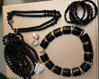 vintage glissando black costume jewelry