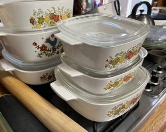 vintage Corning Ware and newer French White corning ware
