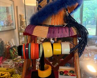 costume jewelry and straw hats