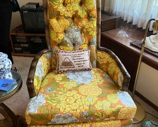 retro armchair with faux bamboo frame