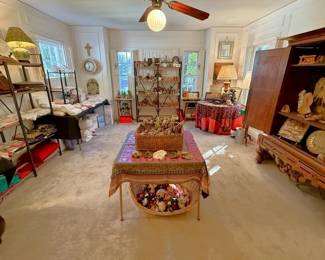 Fine linens, Christmas and Nativity room.  More to come in the upcoming photos.