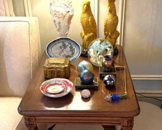 Bjorn Winblaad, art glass, ceramic parrots, French lamp pair of vintage French footstools…PERFECT HOLIDAY GIFTS FOR EVERYONE ON YOUR LIST!