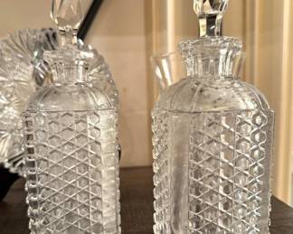 Cut glass cruets with stoppers