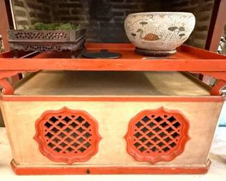 One of a kind Oriental coffee table with removable tray