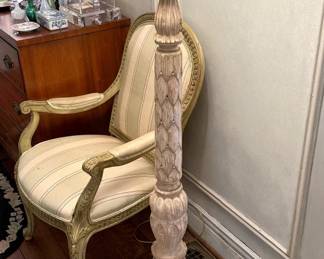 Vintage hand carved wooden floor lamp