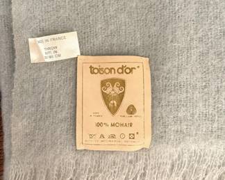 Toison d’or celadon mohair throw.  This is fun!