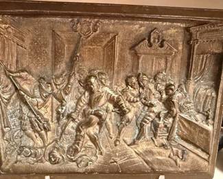 19th century bronze bas relief