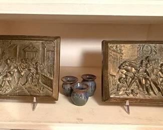 19th Century bronze bas reliefs