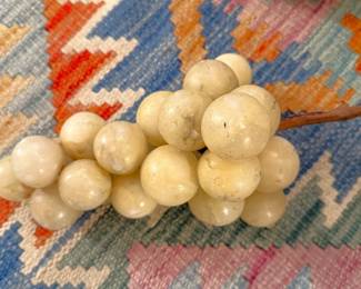 Very large collection of vintage and antique alabaster grape clusters in white and deep purple