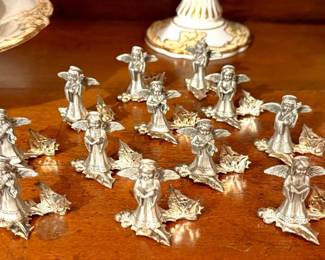 Vintage pewter place card holders