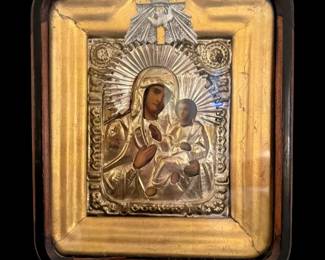 Antique Russian Icon in case