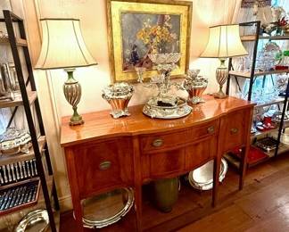 Stunning vintage mahogany sideboard with storage for Holiday entertaining.  Classic and always in style!