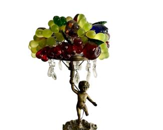 Cherub lamp with glass fruit