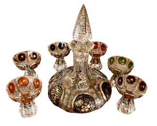 Moser decanter set with enamel 