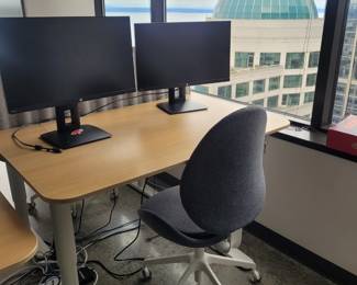 Like NEW!  Barley used Ikea office furniture and HP monitors.