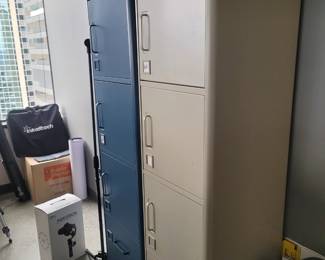 Two metal storage lockers