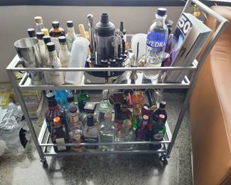 Bar cart with booze