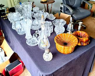Great selection antique brilliant cut glass.