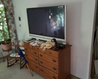 Maple dresser and HDTV