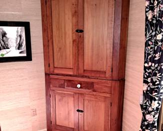 Antique cherry corner cupboard, C-1850