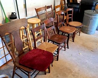 Assortment antique side chairs.