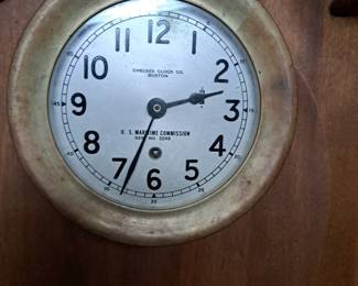 1930's Chelsea brass ship's clock in running condition.
