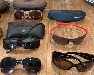 Excellent selection of sunglasses, including Tag Heuer, Maui Jim, Revo, ABS by Allen Schwartz, Juicy Couture, and more (see following photo).