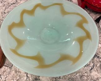 Large glass bowl/saucer, 18” diameter.