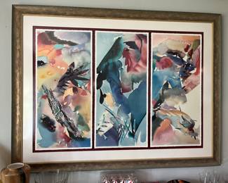 “Palmate Panther,” 1988, by Peter Kitchell, framed lithograph signed and dated by artist, 63” x 48”.