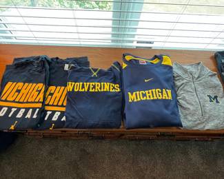 University of Michigan Wolverines clothing — nice selection of UM memorabilia to be sold.