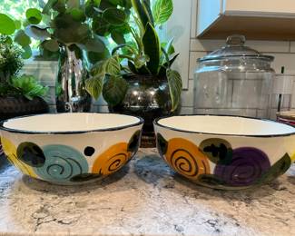 Two large hand-painted bowls, Pier 1/Mexico.