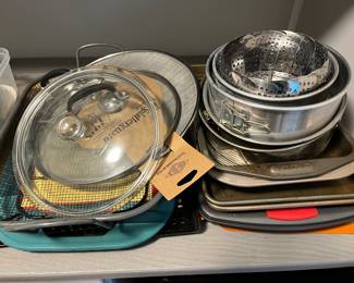 Large selection of cookware and bakeware.