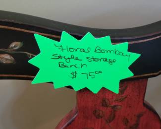 BOMBAY FLORAL DESIGN STORAGE BENCH AND ENTRY TABLE WITH DRAWERS AND DOORS $75 EACH