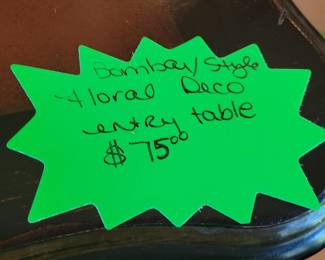 BOMBAY FLORAL DESIGN STORAGE BENCH AND ENTRY TABLE WITH DRAWERS AND DOORS $75 EACH