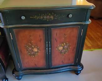 BOMBAY FLORAL DESIGN STORAGE BENCH AND ENTRY TABLE WITH DRAWERS AND DOORS $75 EACH