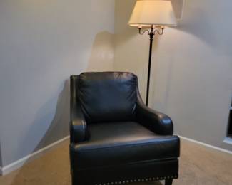 ASHLEY FAUX LEATHER BLACK NAIL HEAD TRIM CLUB CHAIR $80