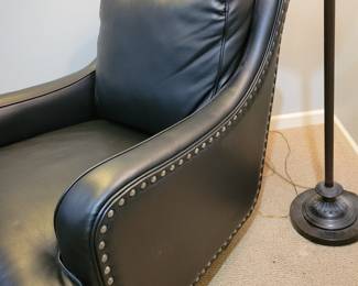 ASHLEY FAUX LEATHER BLACK NAIL HEAD TRIM CLUB CHAIR $80