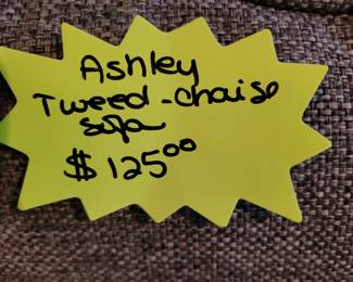 ASHLEY TWEED CHAISE SOFA $125