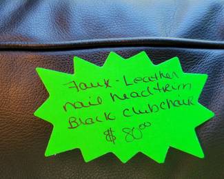 ASHLEY FAUX LEATHER BLACK NAIL HEAD TRIM CLUB CHAIR $80