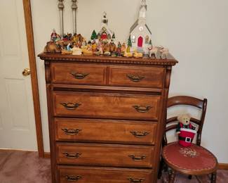 Chest of drawers and matching Dresser with mirror and bed.