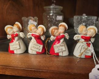 Set of 4 Ardalt vintage hugging angels bells. Made in Japan. 