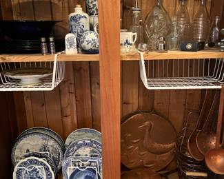 Blue and white, copper decor