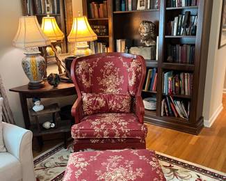 Pretty vintage chair and bench- reupholstered. 