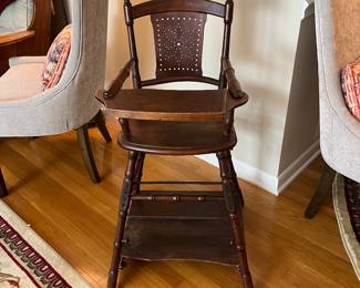 Antique convertible high chair
