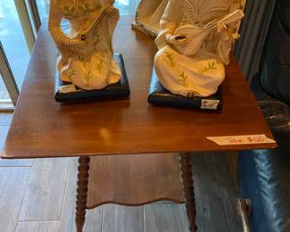 Den - great square table & vintage decor