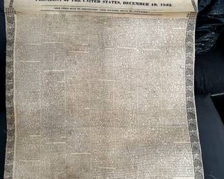 Scroll of 1832 Proclamation by Andrew Jackson.