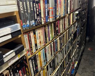 A waffle of vintage VHS and Betamax cassettes
